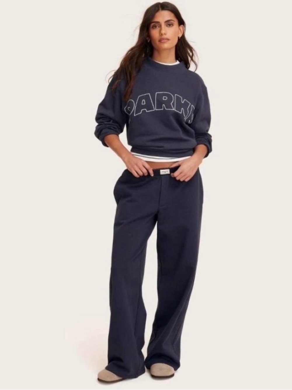 Parke Dark Navy Wide-Leg Sweatpants for Women
